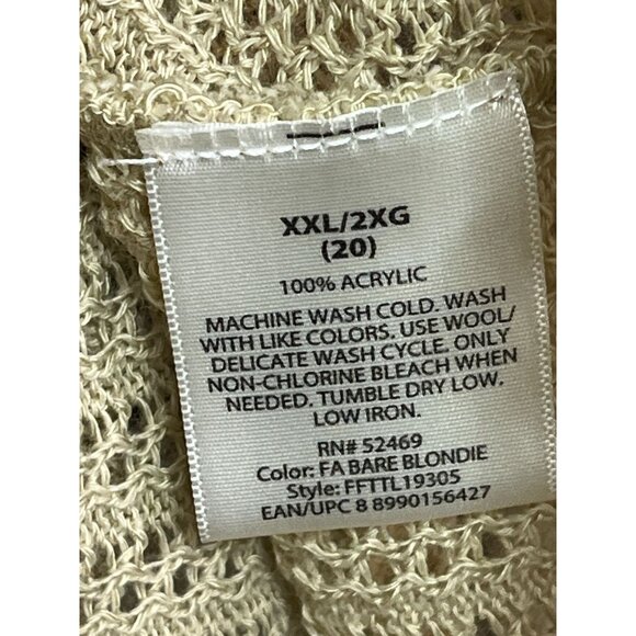 Time and Tru Sweater Womens Plus Size XXL 20 Cardigan Tan Knit Fall Work Casual - Picture 7 of 13